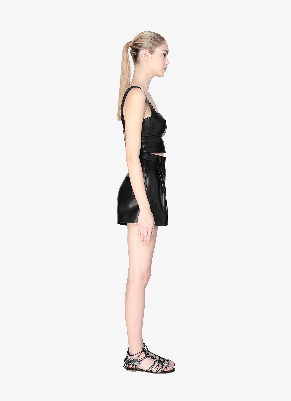 Leather Bustier Top ALAÏA BLACK LEATHER BUSTIER TOP